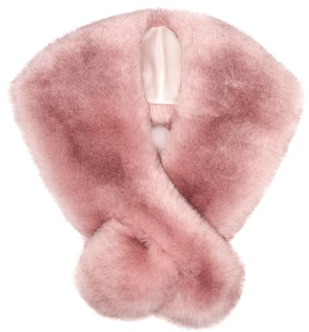 Futrzane Siberian Stola - Coprispalle Donna Elegante - Colli Pelliccia Ecologica (Rosa Siberian)