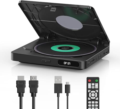 YOTON Lecteur DVD TV, Mini Lecteur DVD pour TV avec Port USB, Sortie HDMI, Prise en Charge de Tous Les Disques de Région, Compatible avec Les DVD-R/DVD-RW/CD-R/CD [Blu-Ray Non supporté], YD078