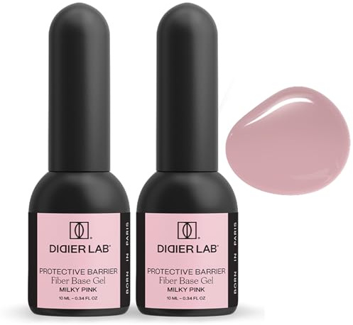 Didier Lab – premium smart glasfiber gelbas mjölkig rosa – nagelhärdare – UV nagellack – gelnagellack för nagelskydd – gel nagelpolish för skadade naglar – UV-gel – UV-lack för manikyr – 2 x 10 ml