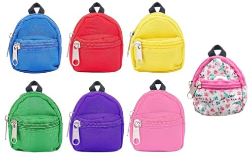 Kellegour 7 Pcs Mini Sac à Dos Modèle Sac à Dos Décoratif,Mini Sacs à Dos Décoratifs,pour sac à Main,Porte-Clés,Décoration de Maison de Poupée(7 Couleurs)
