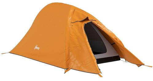 Outsunny 1-2 Man Camping Tent, Double Layer Dome Tent with 2000mm Waterproof Rainfly and Carry Bag, Lightweight for Fishing, Travel, Hiking, Sports, Festival, Orange