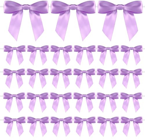 PEUTIER 50pz Fiocchi Intrecciati, Fiocchi Regalo Fiocchi in Nastro Mini Fiocchi Matrimoni Feste Addio Nubilato degli Insegnanti Festa della Mamma Confezioni Regalo Sacchetti Artigianali(Viola Chiaro)