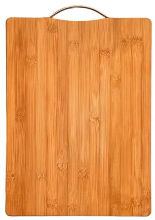 qtlines Bamboo Chopping Board for Kitchen, Durable Wooden Cutting Board for Chopping Vegetables Meat, Slicing Board (Medium (34 x 24 cm))
