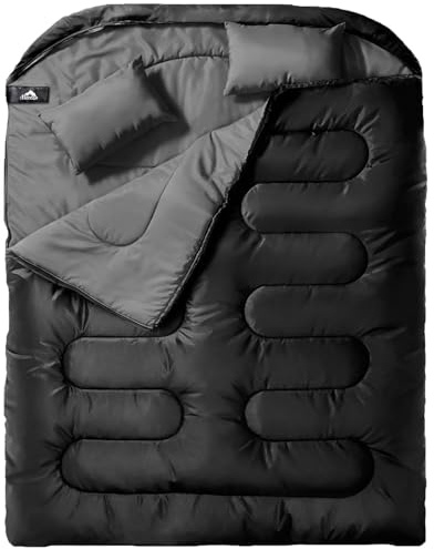 MEREZA Sleeping Bags XL for Mens Double Sleeping bag Adult Wide Sleeping Bag for Camping Big and Tall Sleeping Bags Large 2 Person Sleeping bag King Size Warm Cold Weather (DARK GREY)