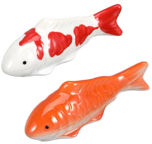 VICASKY 2 x Floating Fish Toy Pond Decorative Fish Pond Figures Artificial Pond Figure Paperweight Glass Fish Column Swimming Fish Koi Figures Floating Floating Ceramic