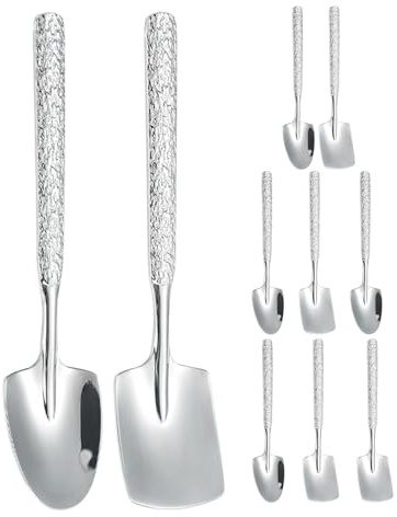 IMIKEYA Cucchiai a pala da 10 pezzi per dessert: set di cucchiai da dessert in acciaio inossidabile - cucchiaio per servire torte per gelato, budino, caffè, yogurt, frutta