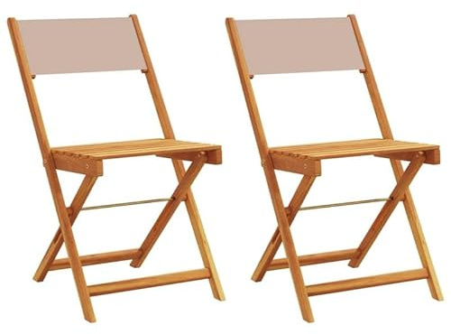 Eleganz Lot de 2 chaises de bistrot taupe en bois massif d'acacia et tissu - Meubles de jardin pour terrasse et balcon - Bois d'acacia durable avec finition à l'huile - Rembourrage confortable 100