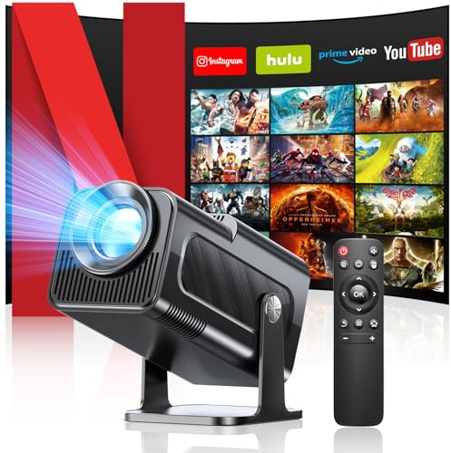 Mini Proiettore, New Upgraded, Supporto 4k Videoproiettore con WiFi 6 BT5.4, Portatile Proiettore con Messa Fuoco Automatica, 180° Rotation, Correzione Trapezoidale Automatica, TV Stick/HDMI, Nero