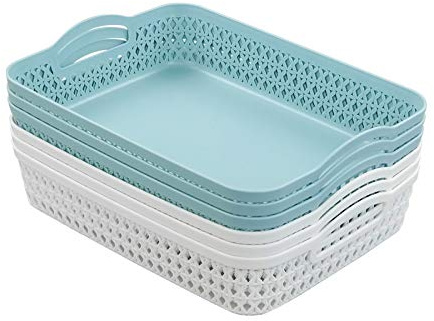 AnnkkyUS Weaving Plastic Baskets, Set of 6 A4 Paper Storage Tray
