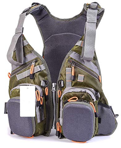 Fishing Vest Multi Function Adjustable Mesh Vest with Mutil-Pocket Outdoor Fishing Jacket Green