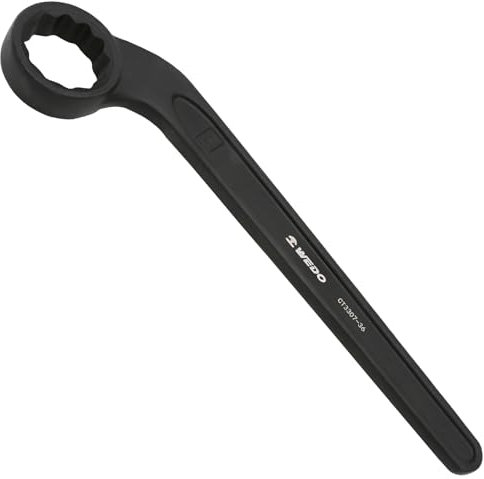 WEDO Llave Estriada Acodada 22mm,Cabeza doblada,forjada de una sola vez, par fuerte,alta resistencia,resistencia al desgaste, Llave Estrella Acodada,acero cromado 40,Largo 207mm