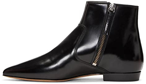 XYD Women's Formal Pointed Closed Toe Flats Ankle Boots Low Heel Basic Booties Office Dress Shoes with Double Side Zippers Shoes Black Size 11