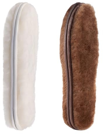 CCSOFTIME 2 Paia Solette in Vera Pelliccia di Agnello per Donna Uomo,Extra Spesse Calde Solette Pelo Montone per Invernali,Soletta per Stivali in Gomma,Suola Lana,Morbide Comfort,Marrone Beige EU41