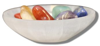 HEIMTEX Cuenco de cristal de selenita, forma ovalada, cuenco de cristal de selenita pura, ideal para decoración de interiores