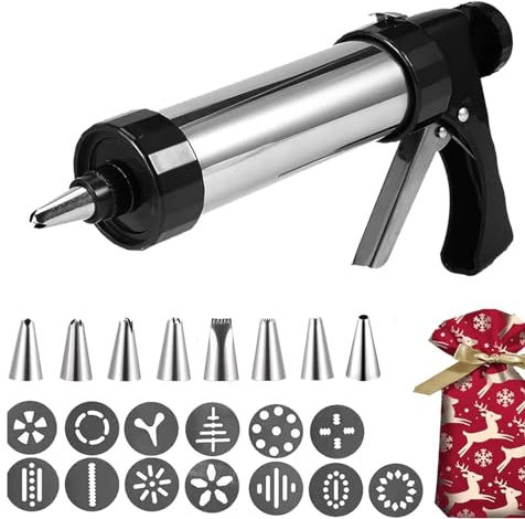 Prensa decorativa de galletas de acero inoxidable, máquina de prensa manual para el hogar, herramientas de horneado, accesorios de cocina, 8 boquillas pasteleras