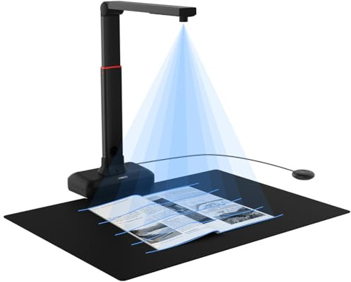 VIISAN Document Scanner - USB Document Camera with Max Capture Size A2, 130 Languages OCR, Auto-Flatten & Deskew Tech, Fingerprint Removal Tech, Fast Scan 1.5s/Page, 26MP Book Scanner for Mac/Windows