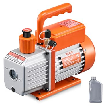 VEVOR-vakuumpump, 5 CFM, enstegig HVAC-skrruvrotorsvakuumpump för system med R134a, R22 och R410a. Autoklimatanläggningsvakuumpumpset med oljeflaska, används för underhåll av fordonsklimatanläggningar