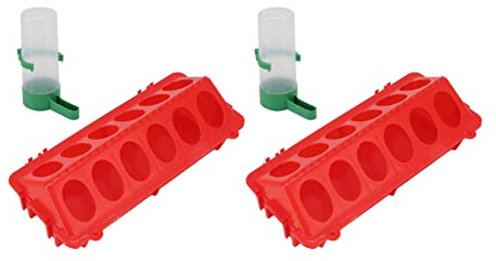 Acouto 2Set Flip Top Chick Birds Feeder, Automatisk Fjäderfämatare med Stänksäkert Lock, Kycklingmatare Vaktelmatare Vaktelmatare Liten EderFlip Top Chicken Feeder (S Waterer 60ML)
