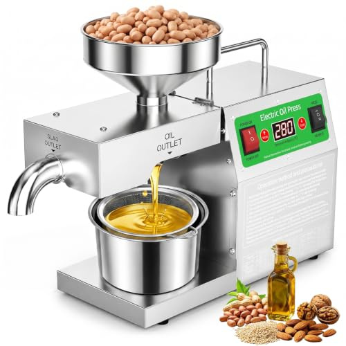 Pressa per olio elettrica, 800 W, in acciaio inox, da 40 a 240 °C, temperatura regolabile, per semi di lino, arachidi, sesamo, semi di girasole