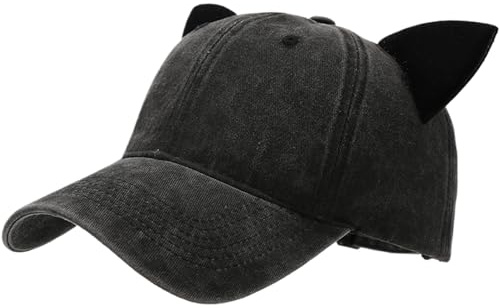 Wedhapy truckerkeps kattöron hatt svart lekfull katt baseballkeps för män, kvinnor solskydd rolig en storlek passar de flesta lastbilar för resor, strand