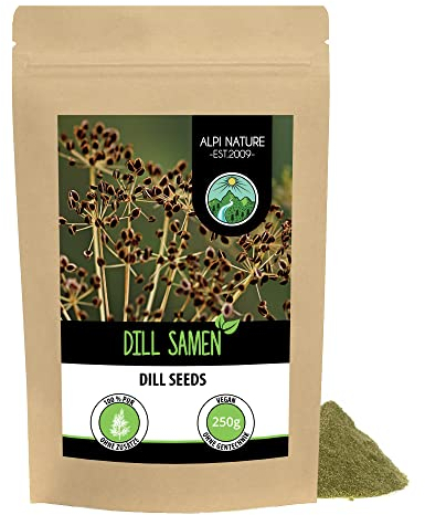 Alpi Nature Dillsamen 250g, Dill Samen ganz für Gewürzmischungen und Kräutertee, Einlegegewürz
