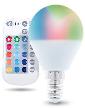 Forever Light E14 LED RGB 5W Ersetzt 25W Lampe mit Fernbedienung Glühbirne Farbwechsel 250 Lumen Energiesparlampe Glühlampe Kugelform