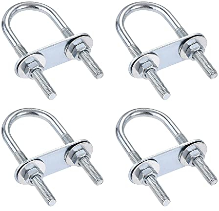 sourcing map 4 Satz Runde U-Bolzen Stahl M6 mit Mutter Platte Scheiben 25mm Innen 70mm Lang