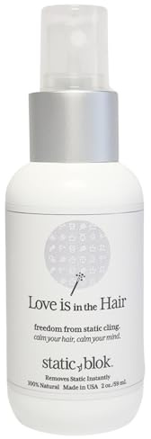 Static Blok Anti-Static Spray for Hair - Instantly Eliminate Static Cling, Shocks, Flyaways- Long-Lasting All-Day Freshness - works on Natural and Synthetic Wigs - 2oz Travel Size