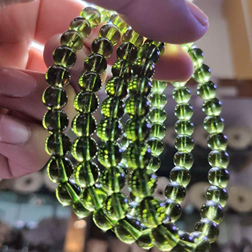 Braccialetto ceco in vetro da impatto con meteorite verde GEM MOLDAVITE da 8 mm,498qwe
