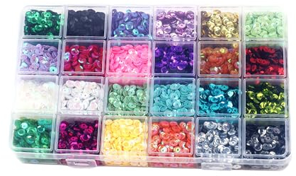 ATBUSS 200g große Pailletten, 5mm runde bestickte Pailletten, Pailletten aus PVC mit Löchern, Geeignet für DIY Handwerk, Kleidung, Schmuck (24-Farben)