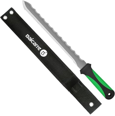 paxlloonge Dämmstoffmesser - Länge 420mm, 280mm Edelstahl Doppelklinge, inkl. Schutzetui - Geeignet für Rohrisolierung, Styrodur, Steinwolle, Dämmwolle und Unkrautentfernung