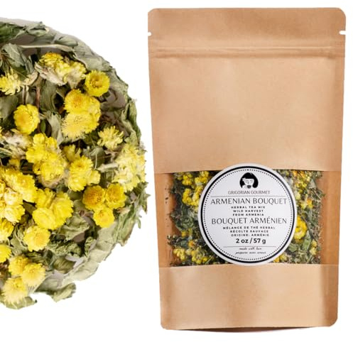 ARIS GOURMET CO. Armenian Bouquet Herbal Tea Mix 2oz = 57g (Peppermint, Wild Mint, Thyme, Immortelle) Loose Tea Antistress