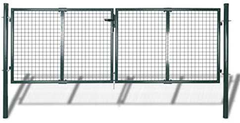 Willood Puerta de valla de acero verde 306x175 cm