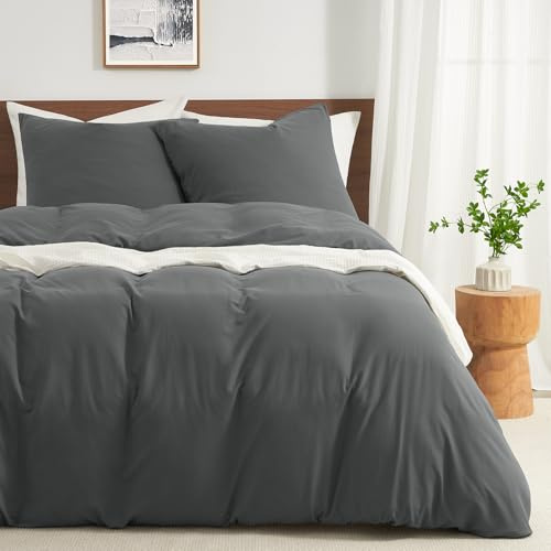 WohlNest Copripiumino Singolo 135x200 Grigio in Microfibra Super Morbida, Certificata ÖKO-TEX 1 Copripiumino 135x200 + 1 Federa 80x80 cm