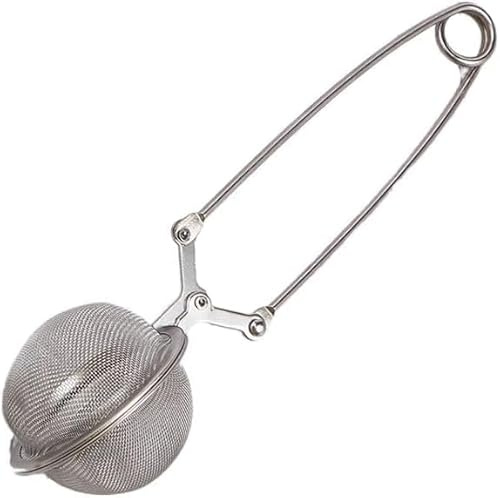 Silver Snap Ball Tea Strainer with Handle,Tea Strainer Ball Stainless Steel Tea Infuser Filter, Tea Strainers and Filters, Tea Accessories for Loose Leaf Tea Spices Seasonings Kitchen and Dining