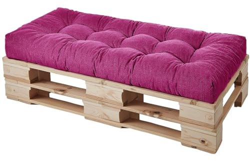HJZPWB Tela de Lino Cojin Banco 8 cm de Grosor Cojines para Banco Estilo Capitoné Cojin para Banco Exterior Antideslizante Colchoneta Tumbona Grueso Cojin Sofa Exterior,Rosado,110 * 50 * 8cm
