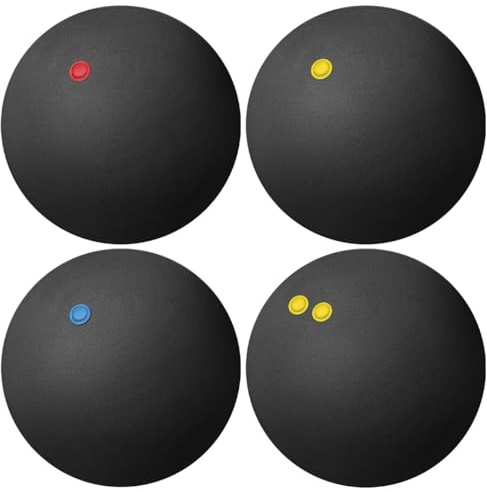 Kisangel Squash Balls Set 4 Pcs High Elasticity Indoor Training Balls with Single and Double Dot for Practice and Racket Sports