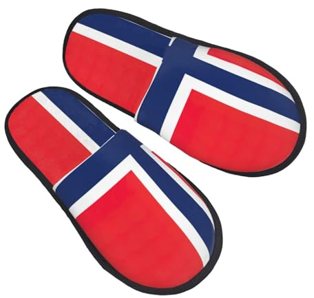 GaxfjRu Pantofole invernali in peluche con bandiera norvegese per uso interno, pantofole morbide e calde per la casa per gli ospiti e comfort domestico unisex, nero, 36.5 EU