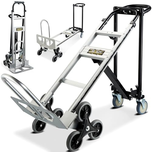 Keoslpy Upgraded 3 in 1 Industrial Convertible Hand Truck 1000 LBS Capacity, Aluminum Heavy Duty Hand Truck Dolly, Stair Climbing Dolly Cart Utility Platform Cart with Wheels for Transport & Moving