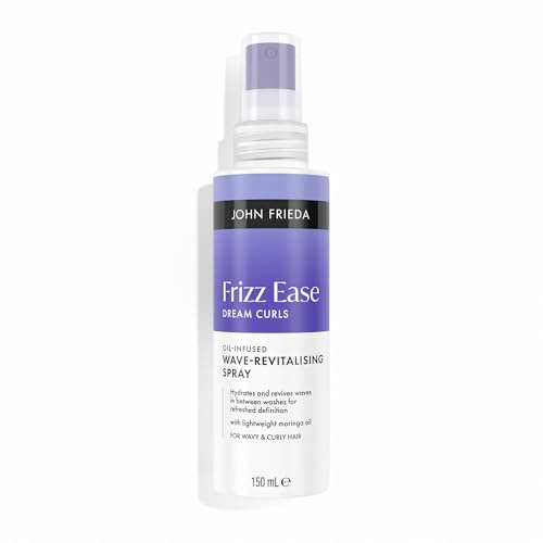 John Frieda Frizz Ease Dream Curls Spray Revitalizador de Rizos | Reactiva e Hidrata entre Lavados | Definición Ligera sin Apelmazar | Con Aceite de Moringa | Método Curly | 150 ml