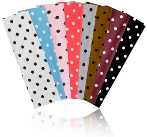 ASDIIT 8 Pack Streifen & Punkte Stirnbänder, Haarband Damen Polka Dot, Mode Elastisch StirnbäNder für Workout Yoga-5