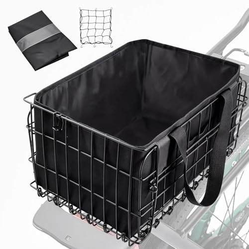 BRGD Cesta Trasera para Bicicleta, Cesta Plegable de Gran Capacidad con Red para Equipaje, Forro para Llevan Mascotas, Frutas, Comestibles