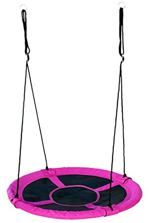 Izzy Nest Balançoire d'extérieur en plastique polyéthylène textilène, résistante aux intempéries, nid doux, balançoire pour plusieurs enfants jusqu'à 150 kg, rose, 110 x 110 x 180 cm (l x l x H)