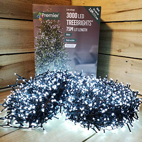 Premier Christmas 3000 LED Treebrights Timer White LEDs 75m
