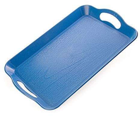 Cafeteria Tabletts mit Griffen, 35.6 x 22.9 cm, rechteckig, Holzmaserung, strukturiertes Kunststoff, für Essens-Serviertablett – ideal für Restaurants, Café, gewerbliche Küche und mehr (blau)