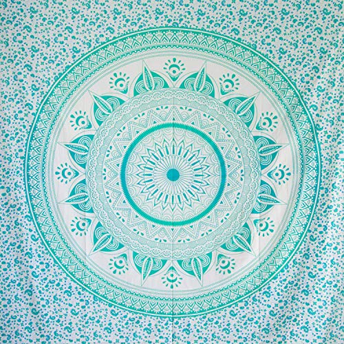 MOMOMUS Großes Strandtuch XXL Sandfrei - Mit Mandala-Motiv - Ideal als Pareo, Strandtuch Groß Sandabweisend oder Strandlaken XXL - Türkis, 210x230 cm