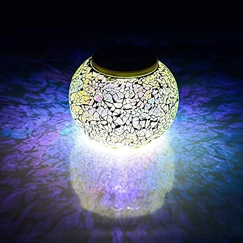 HULA Solar Outdoor Table Lamp Mosaic, Bola de Cristal de Mosaico Solar Luces de Jardín a Prueba de Agua (K)