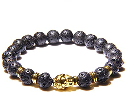 8 mm kungligt blått tigeröga armband män silverfärg Buddha huvud berlock armband kvinnor amulett vinatge gul sten pärlor pulsera, lavasten 1, 21 cm