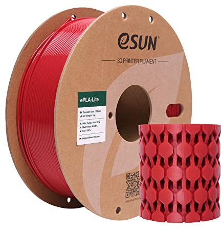 eSUN PLA Filamento 1,75 mm, filamento modificato per stampante 3D PLA, precisione dimensionale +/- 0,03 mm, bobina da 1 kg (2,2 libbre) Filamento di stampa 3D per stampanti 3D (H-Rosso fuoco)