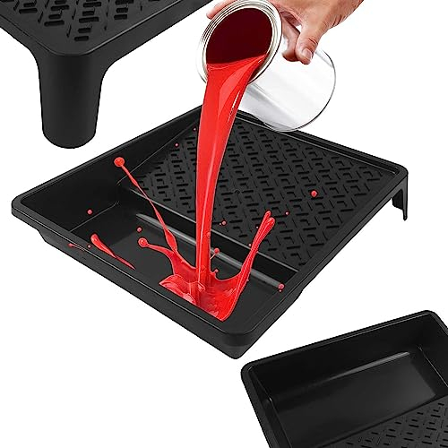 BAUSTER® Farbwanne 350 x 320 mm Farbschale aus Kunststoff Lackierwanne Maler Lackierschale mit handlichem Griff große Lackschale leichtes Malerzubehör Lackwanne Malerbedarf Schwarz (1 Stück)